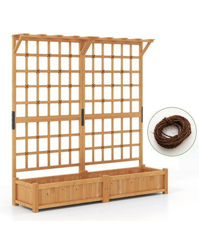 Slickblue Large Planter Container with Trellis and Hanging Roof