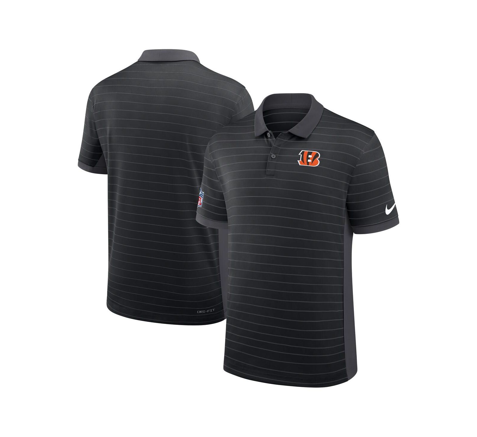 Nike Men's Black Cincinnati Bengals Sideline Victory Stripe Performance Polo Shirt