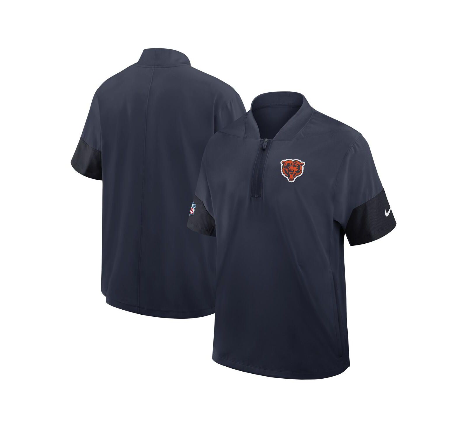 Nike Men's Navy Chicago Bears Sideline Short Sleeve Quarter-Zip Performance Coach Jacket