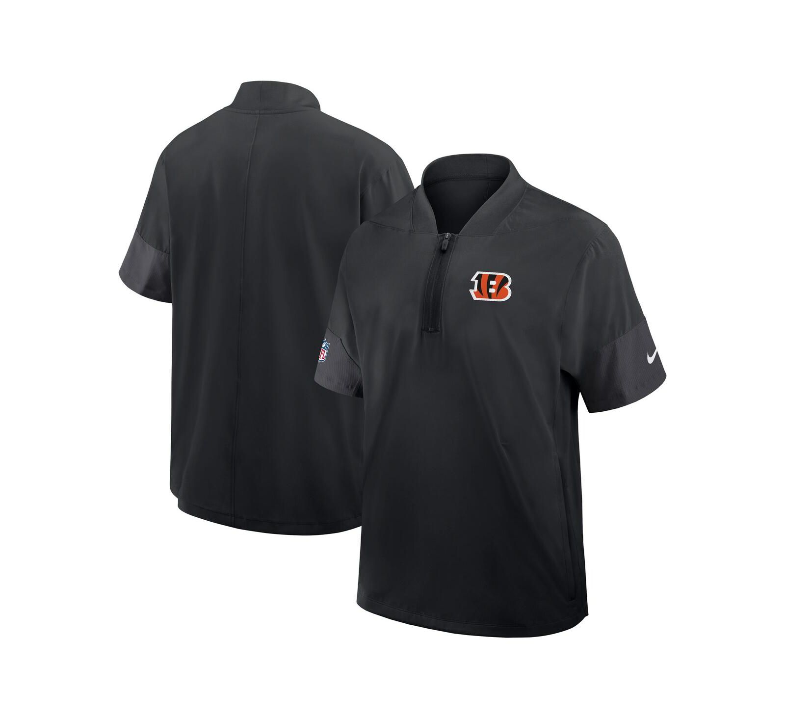 Мужская куртка Nike Black Cincinnati Bengals Sideline Short Sleeve Quarter-Zip Performance Coach