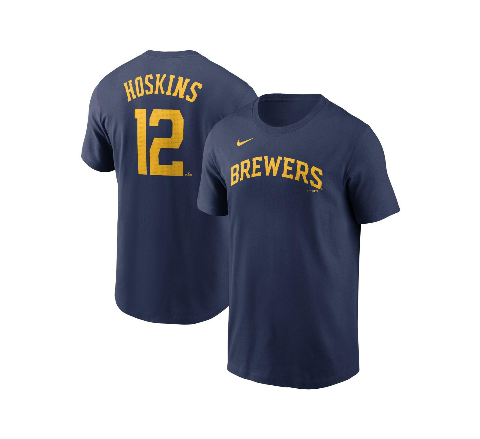 Nike Мужская футболка Milwaukee Brewers Fuse Name & Number Navy Rhys Hoskins