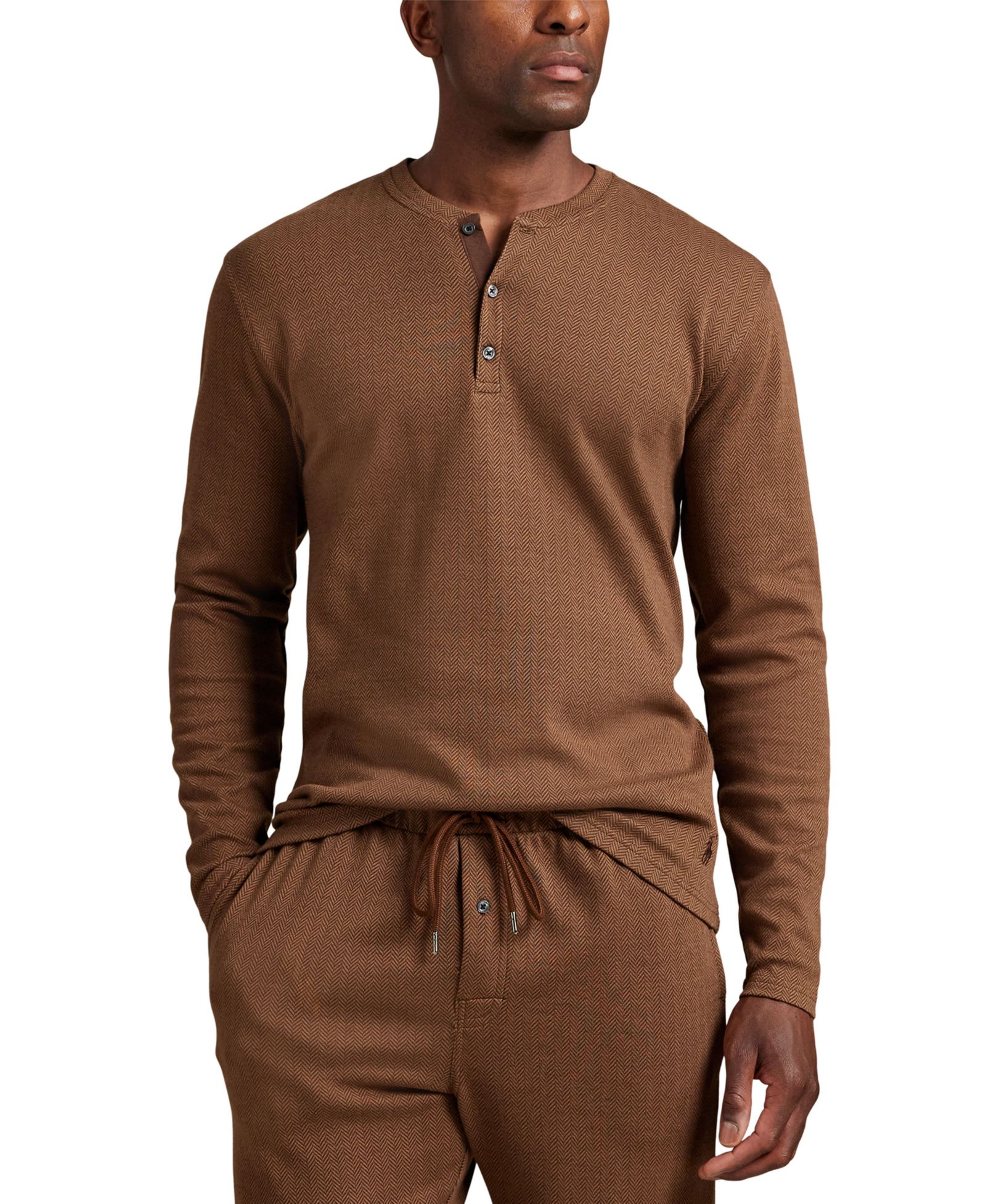 Мужская рубашка Polo Ralph Lauren Long Sleeve Herringbone Henley Sleep