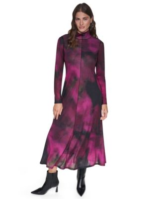 DKNY Женское длинное платье с принтом и открытыми швами