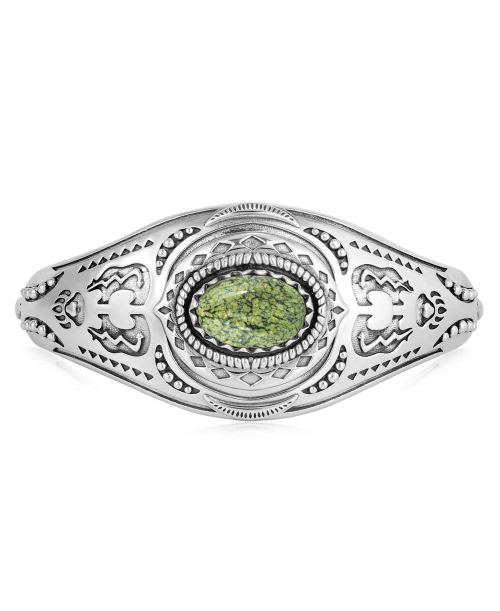 American West Jewelry браслет-кафф Serpentine из стерлингового серебра, овальный вырез, размер Large