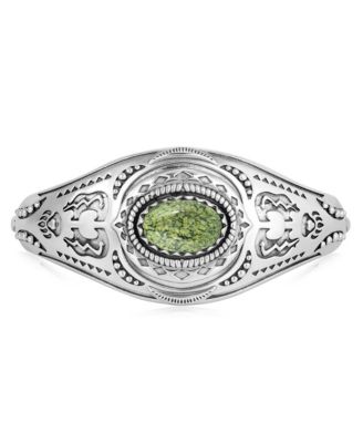 American West Jewelry Sterling Silver Serpentine Oval Cut Bear Cuff Bracelet, Size Large