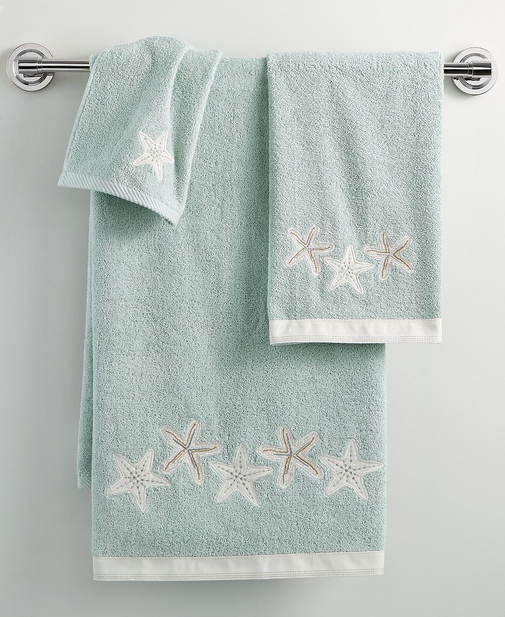 Avanti Sequin Shells Beachy Cotton Hand Towel, 16" x 30"