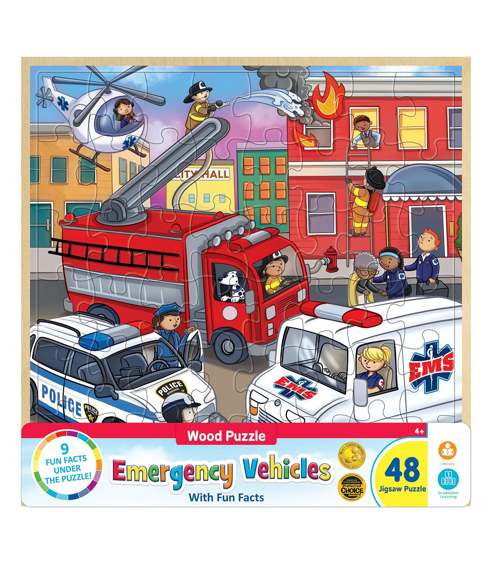 MasterPieces Puzzles Wood Fun Facts - Emergency Vehicles деревянный пазл 48 элементов