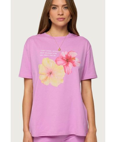 Футболка Edikted Womens Fleur Hibiscus Graphic