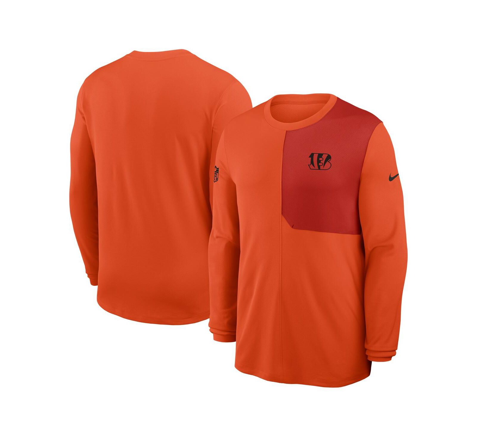 Nike Men's Orange Cincinnati Bengals Sideline Coach UV Performance Long Sleeve T-Shirt