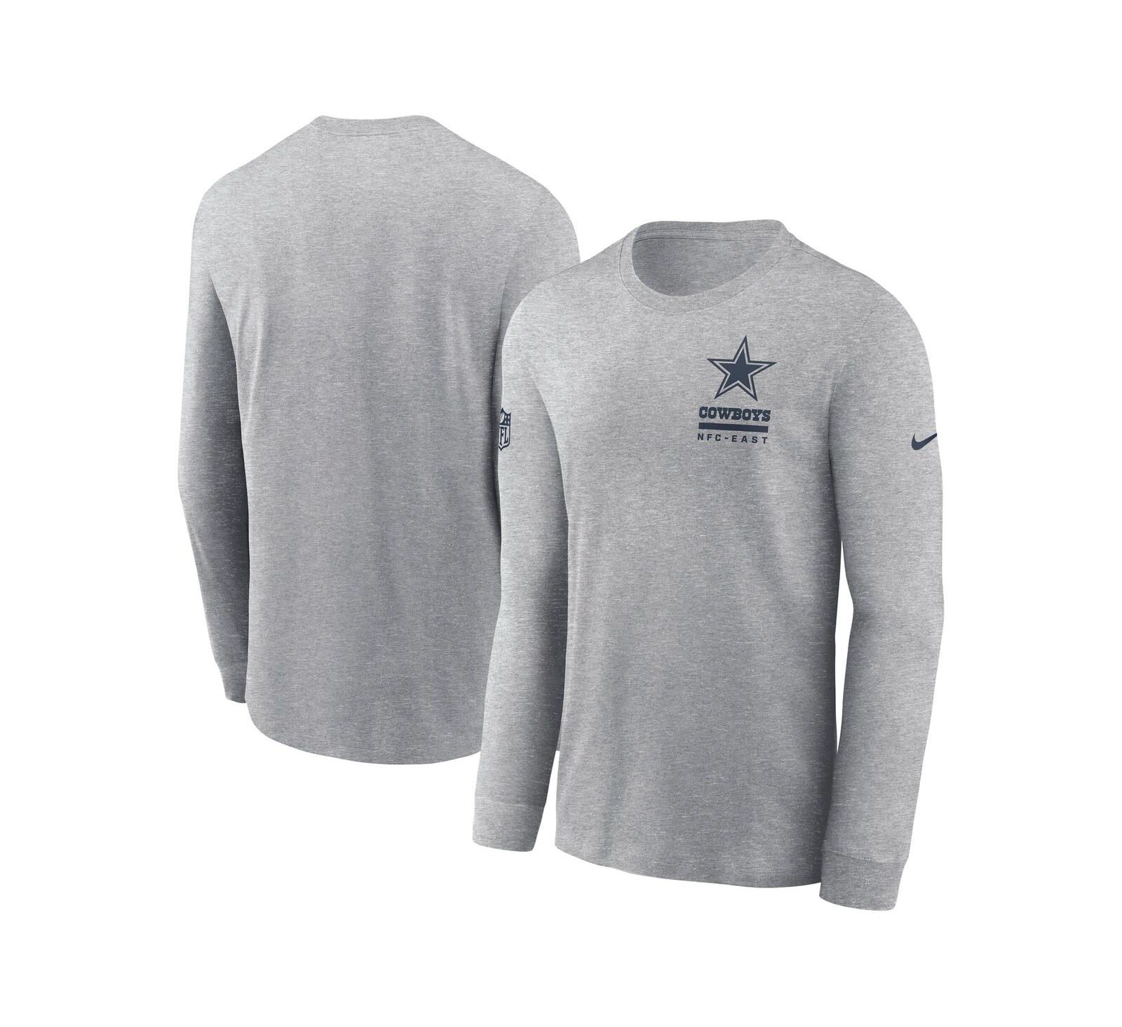 Nike Men's Heather Gray Dallas Cowboys Sideline Performance Long Sleeve T-Shirt
