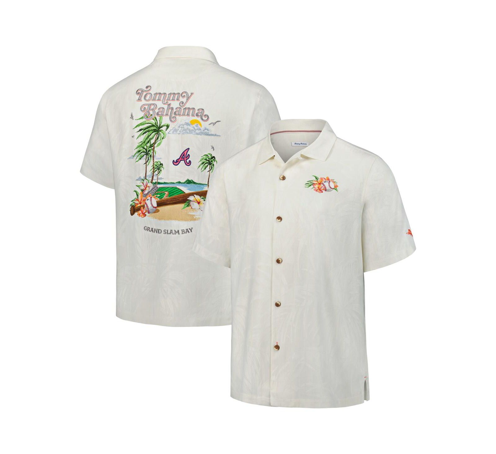 Мужская рубашка Tommy Bahama White Atlanta Braves Grand Slam Bay Camp