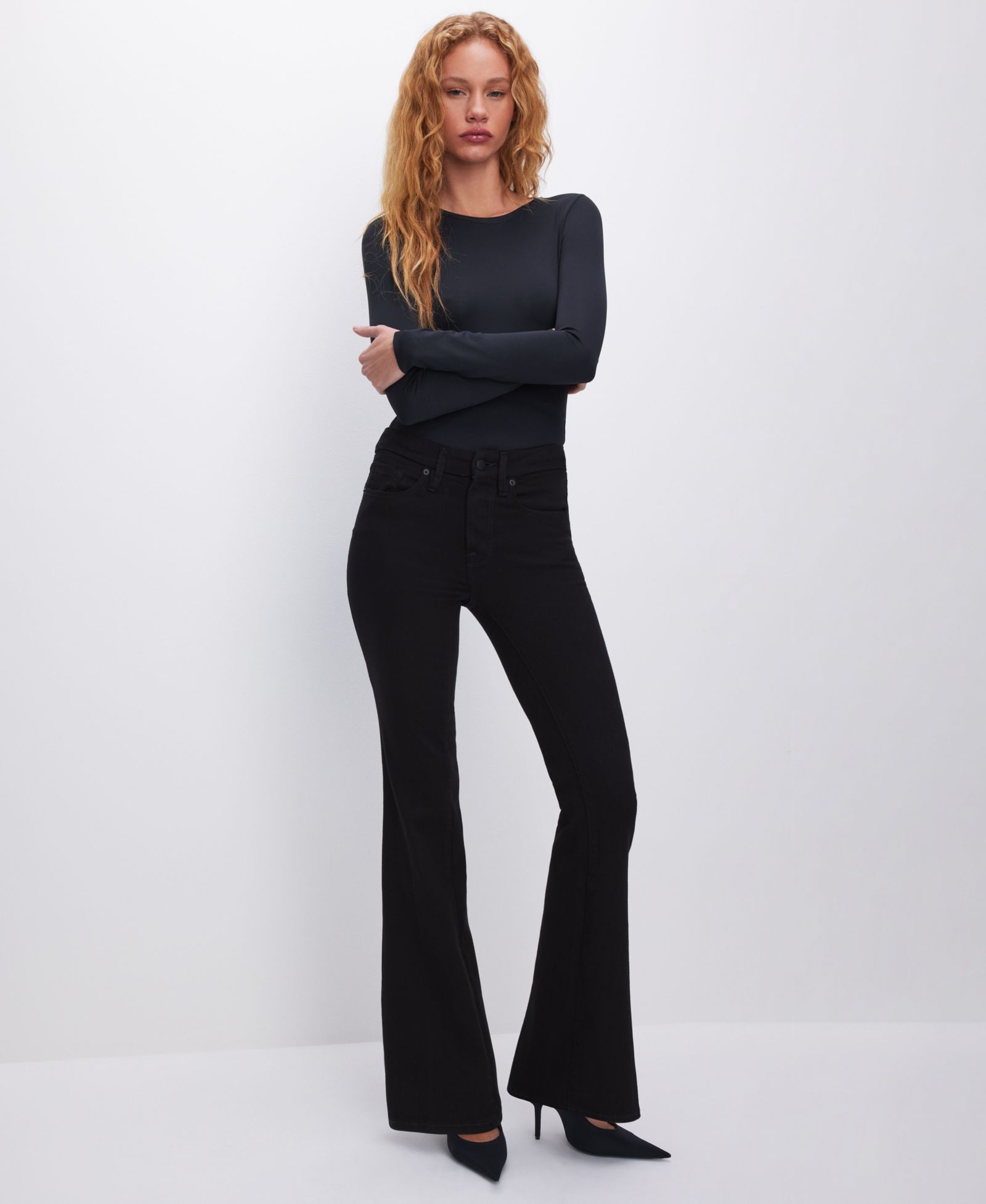 Good American Women's Never Fades Good Flare Jeans, Regular & Plus Size