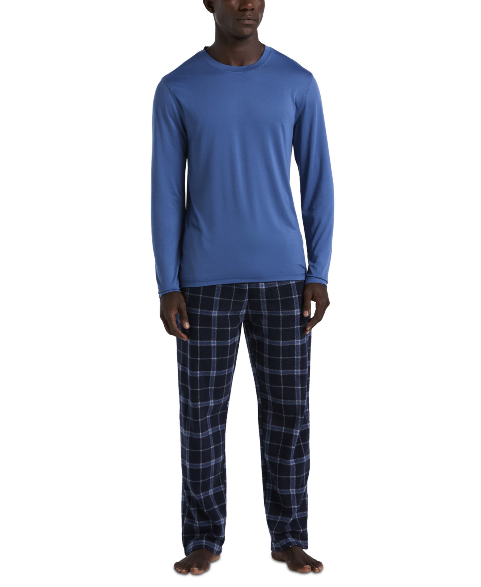 Perry Ellis Portfolio Men's Shirt & Plaid Pajama Set