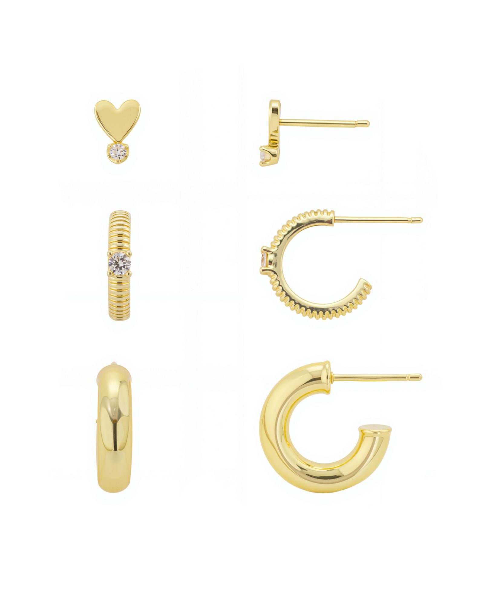 Unwritten Cubic Zirconia Heart Stud and Hoops Earring Set