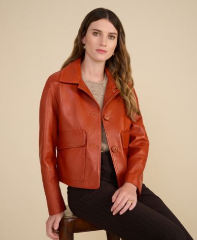 Furniq UK Women's Ella Cropped Leather Jacket