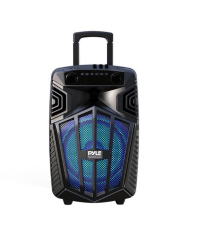 Портативная PA-колонка Pyle 10 дюймов с Bluetooth - караоке-колонка для вечеринок с беспроводными микрофонами, стойкой, аккумулятором, мигающими огнями, радио MP3/USB/FM