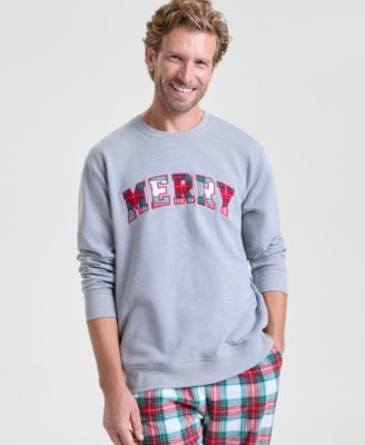 Holiday Lane Men's Merry Plaid Appliqué Sweatshirt Matching Family Pajamas, Created for Macy's