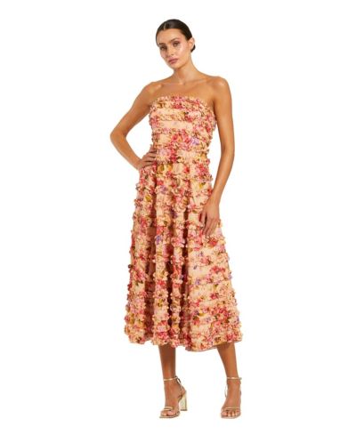 Женское платье Mac Duggal Pink Ruffle Strapless Cotton
