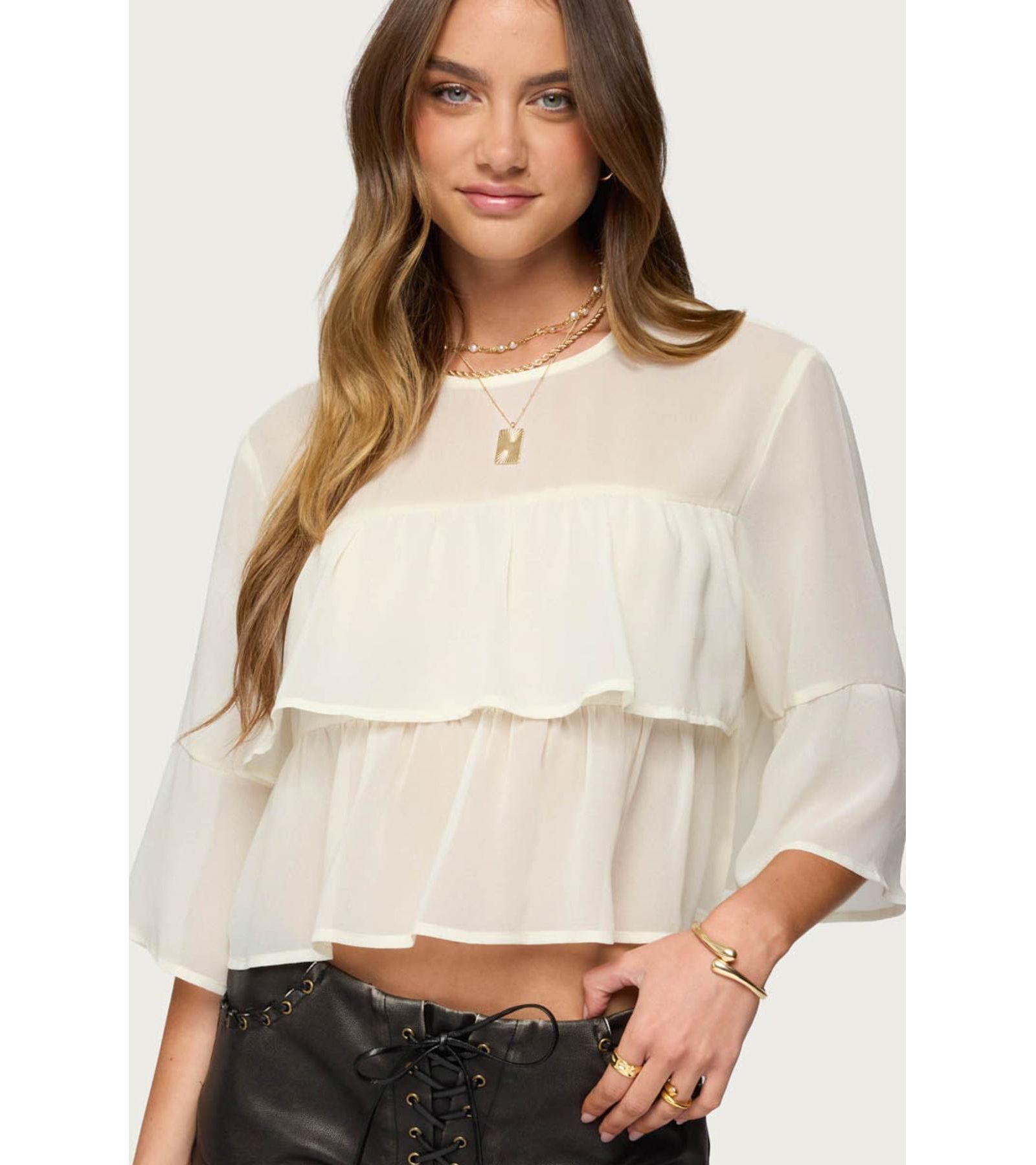 Edikted Women's Missey Ruffled Chiffon Top