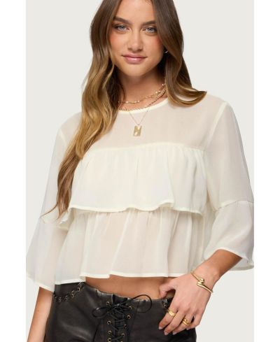 Женский шифоновый топ Edikted Women's Missey Ruffled Chiffon Top