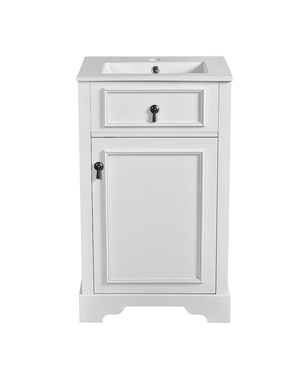 CASAINC 20" Solid Wood & MDF Bathroom Vanity with Ceramic Sink, Soft-Close Door, Adjustable Shelf & Door Rack Organizer