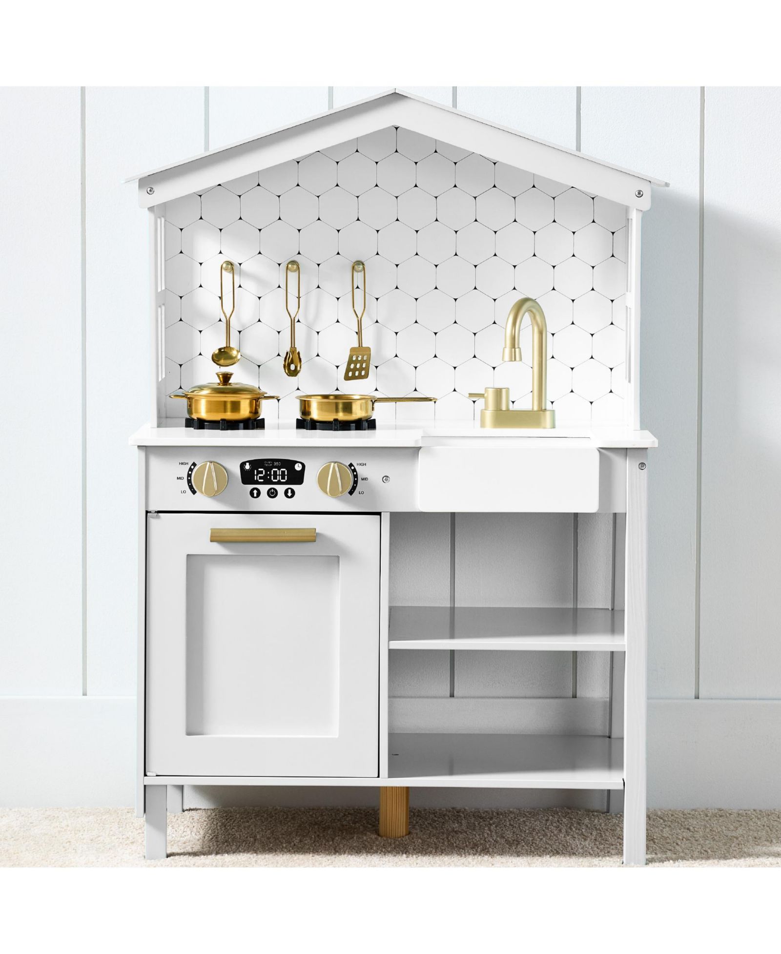 Best Choice Products Farmhouse Storage 5-Piece Play Kitchen, Ages 3+