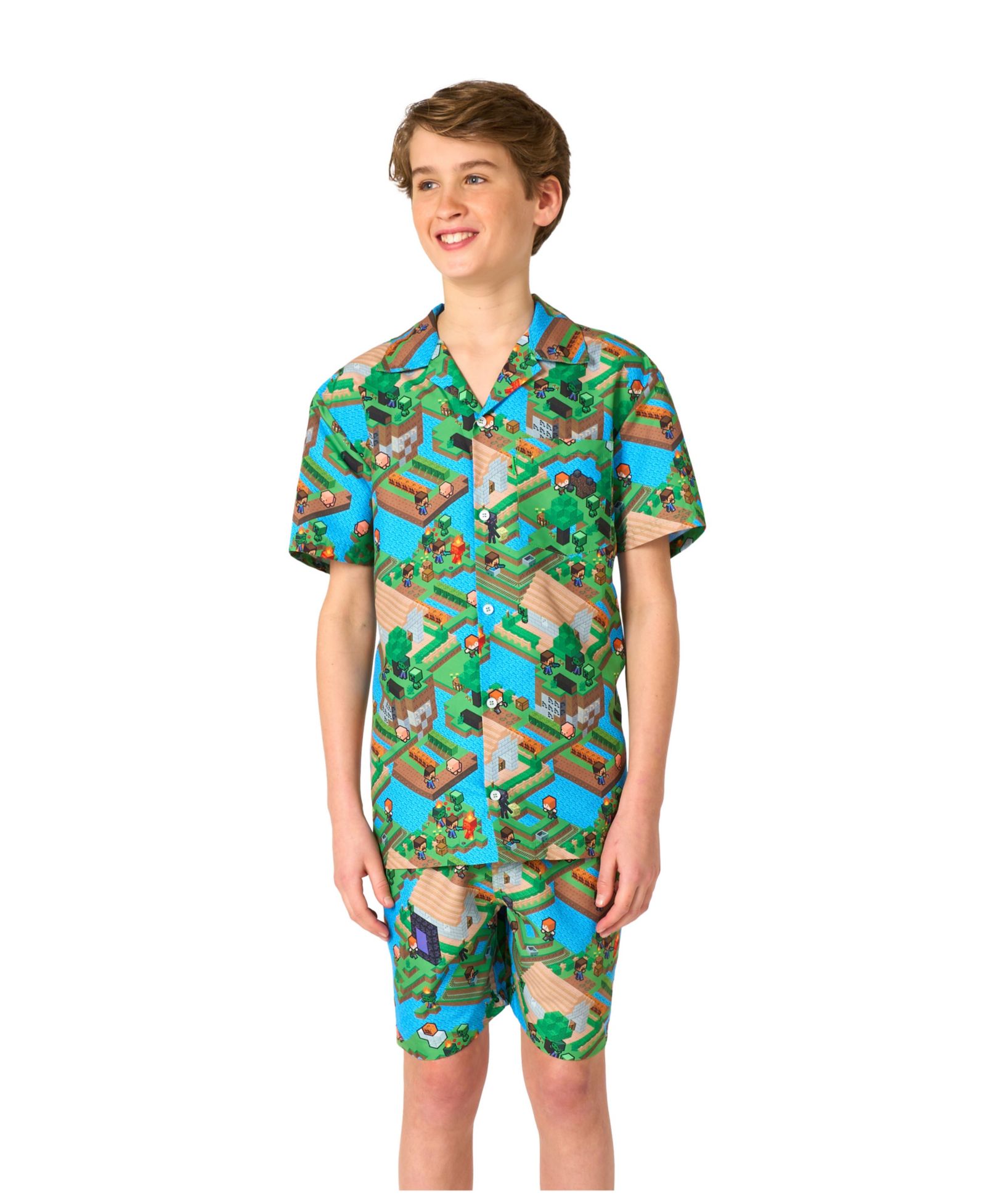Комплект из рубашки и шорт OppoSuits Minecraft для мальчиков, 2 части