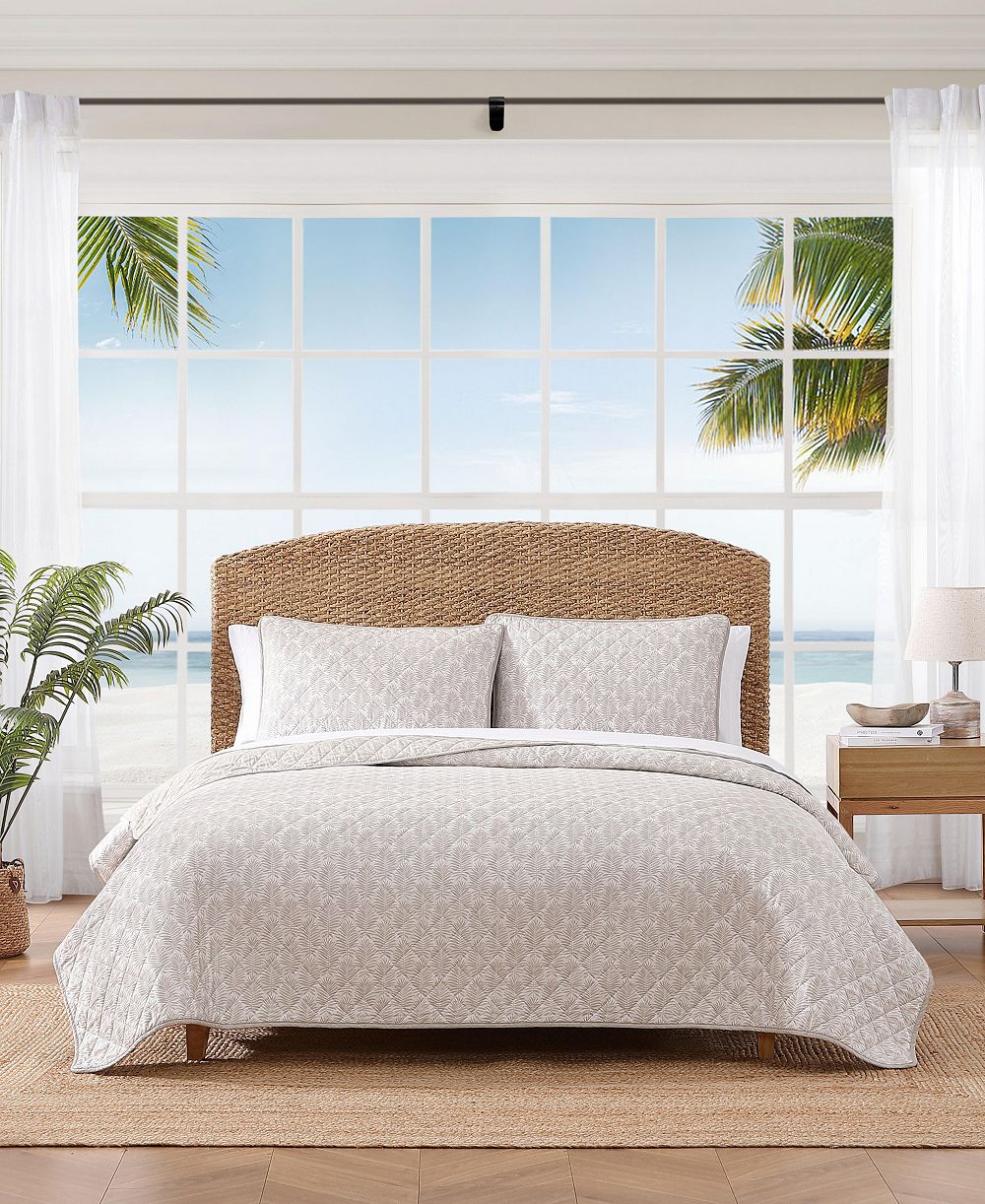 Tommy Bahama Комплект из 3 стеганых покрывал Fronds Cotton, Full/Queen