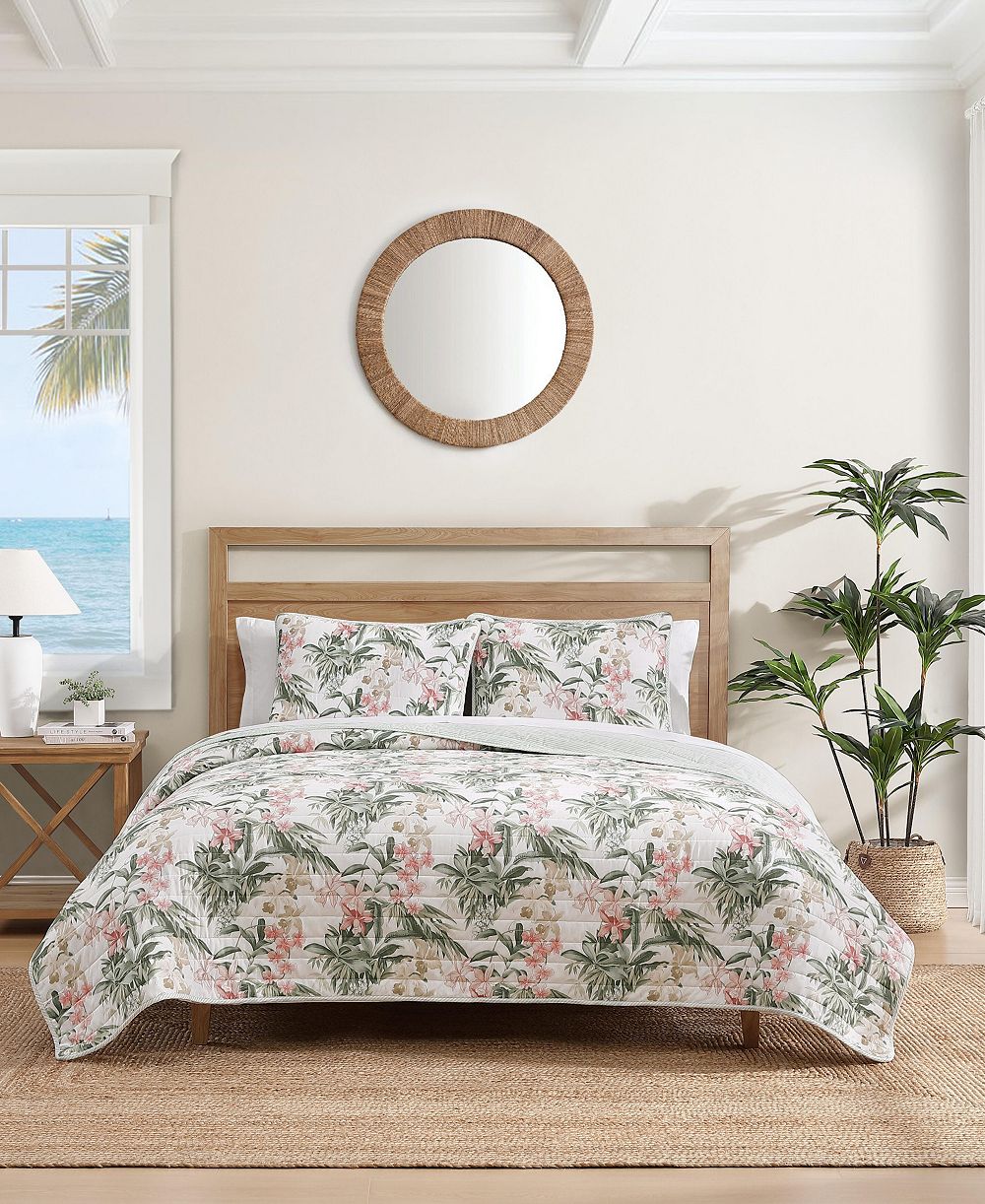 Tommy Bahama Island Orchid хлопковый двусторонний комплект из 3 предметов для стеганого одеяла, King