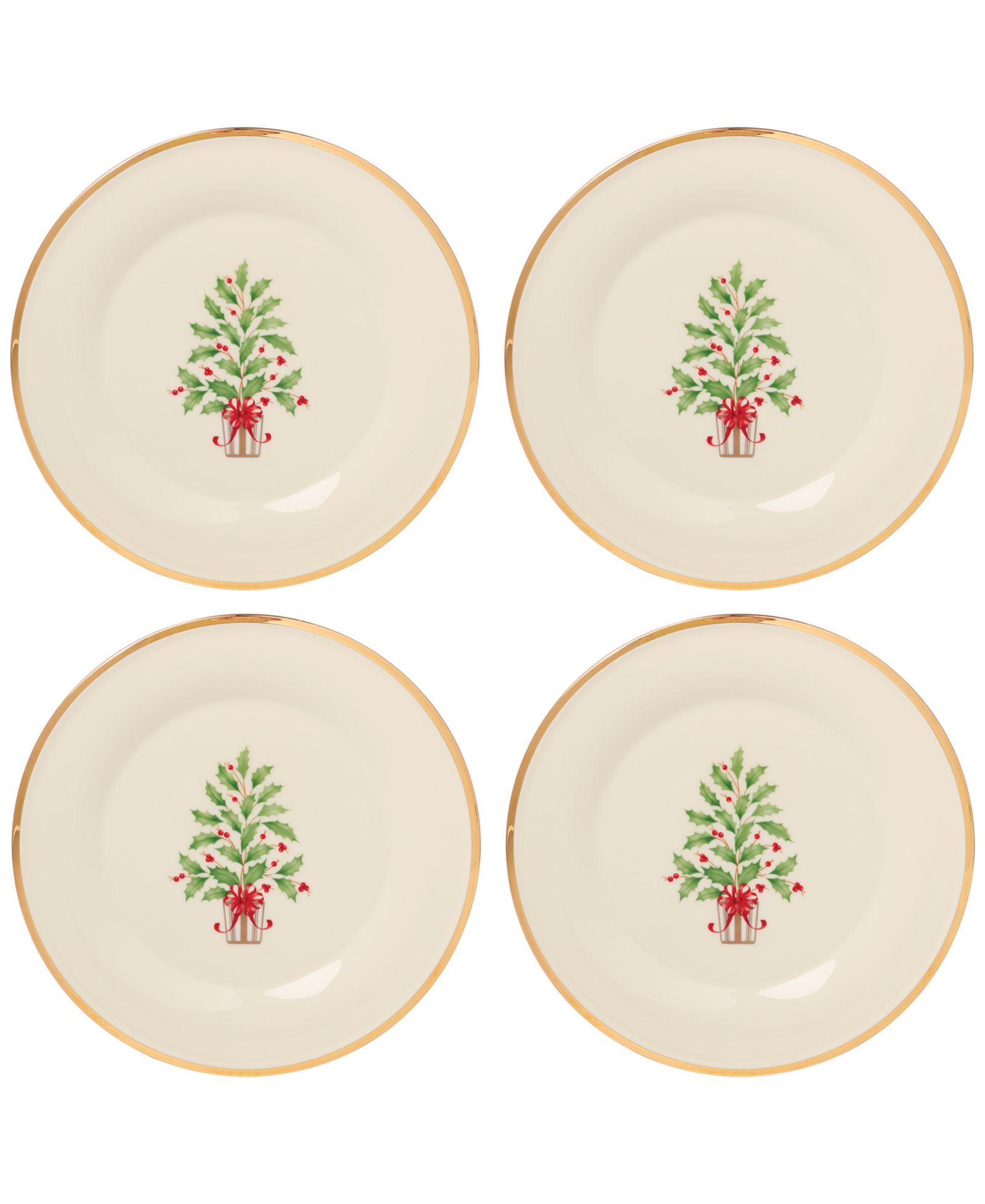 Lenox Holiday Tree Accent Plates, Set of 4