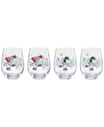 Lenox Snoopy Skating Christmas Tumblers, Set of 4