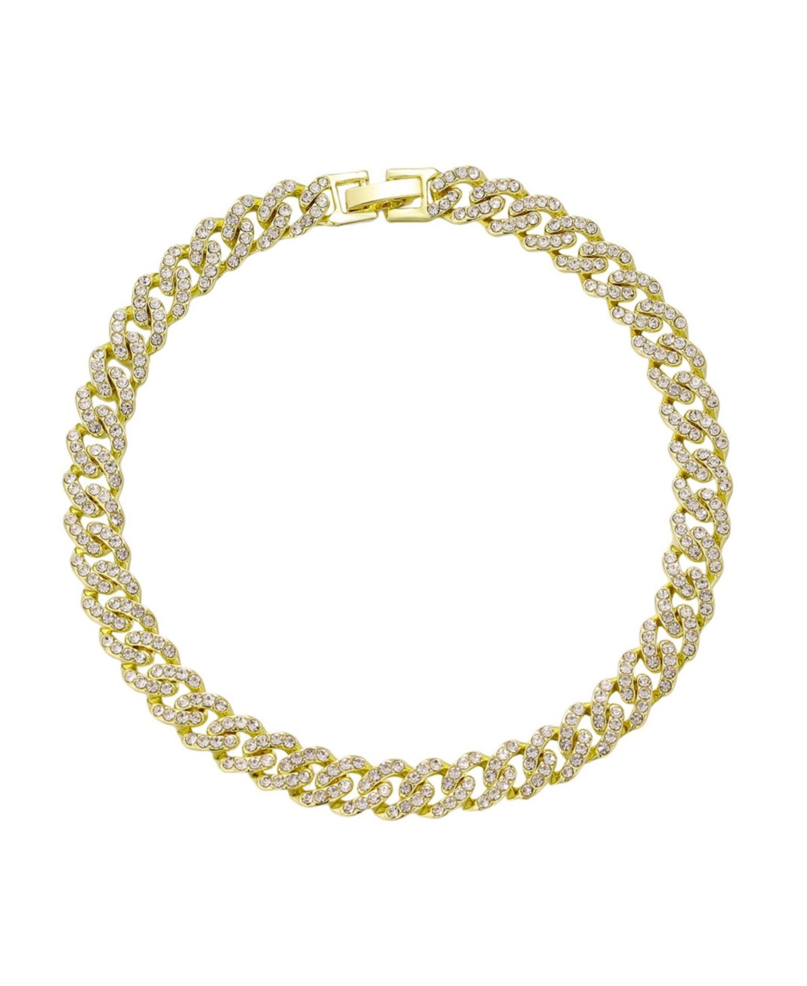 ADORNIA 14k Gold Plated Crystal Curb Chain Anklet