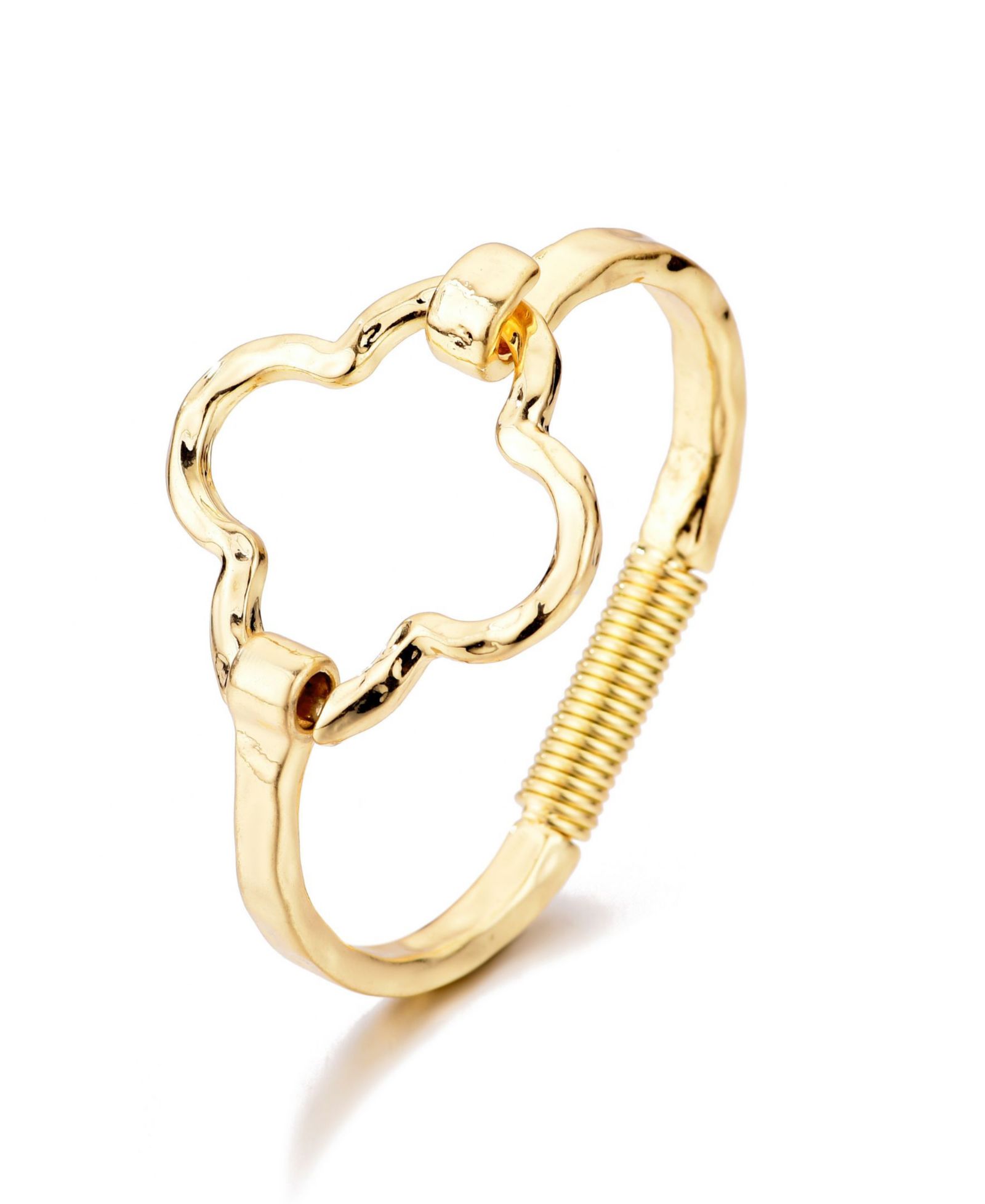 Золоченый браслет ADORNIA Hammered Clover Open Cuff