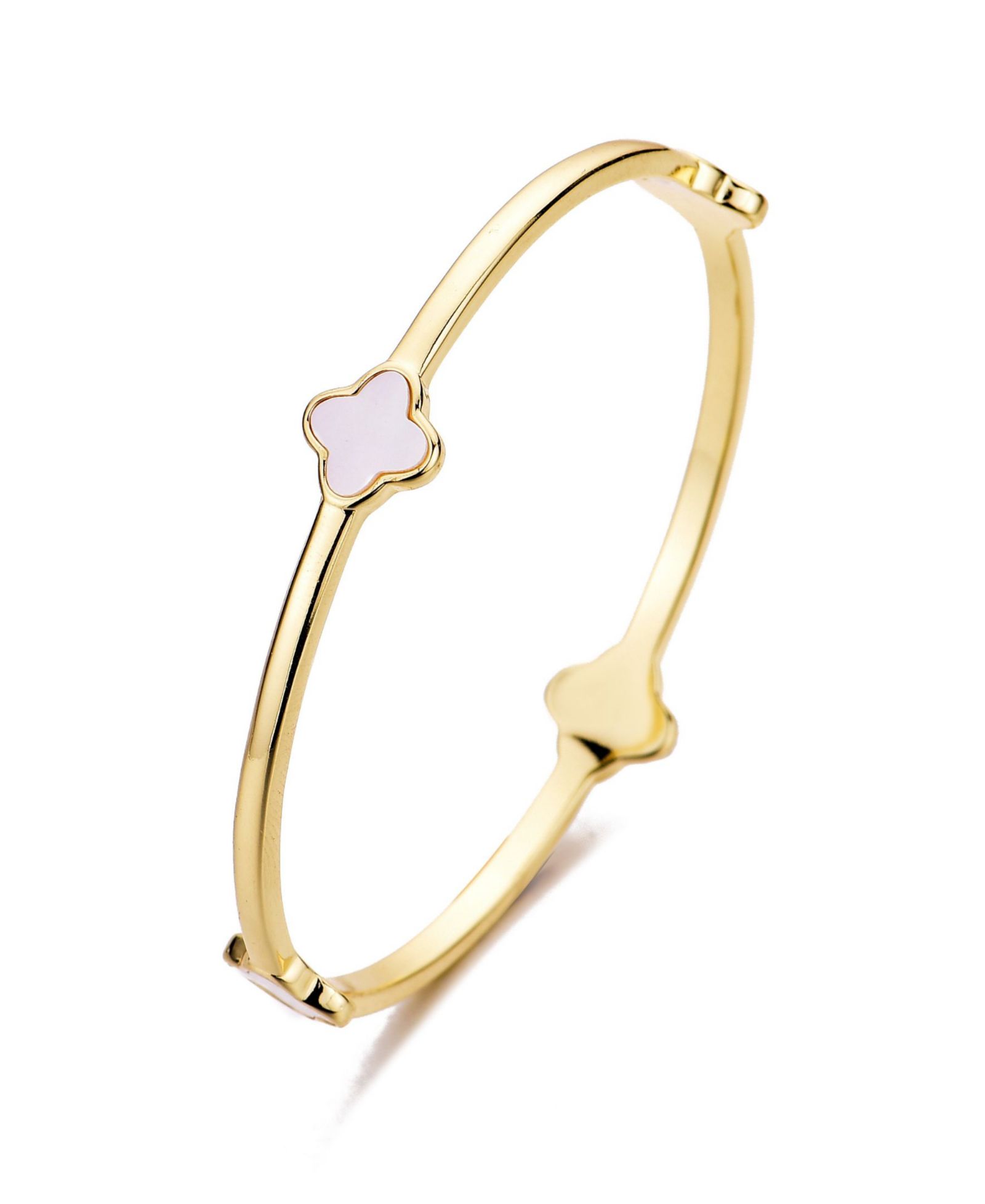 Браслет-манжет Adornia Gold Mother of Pearl Clover