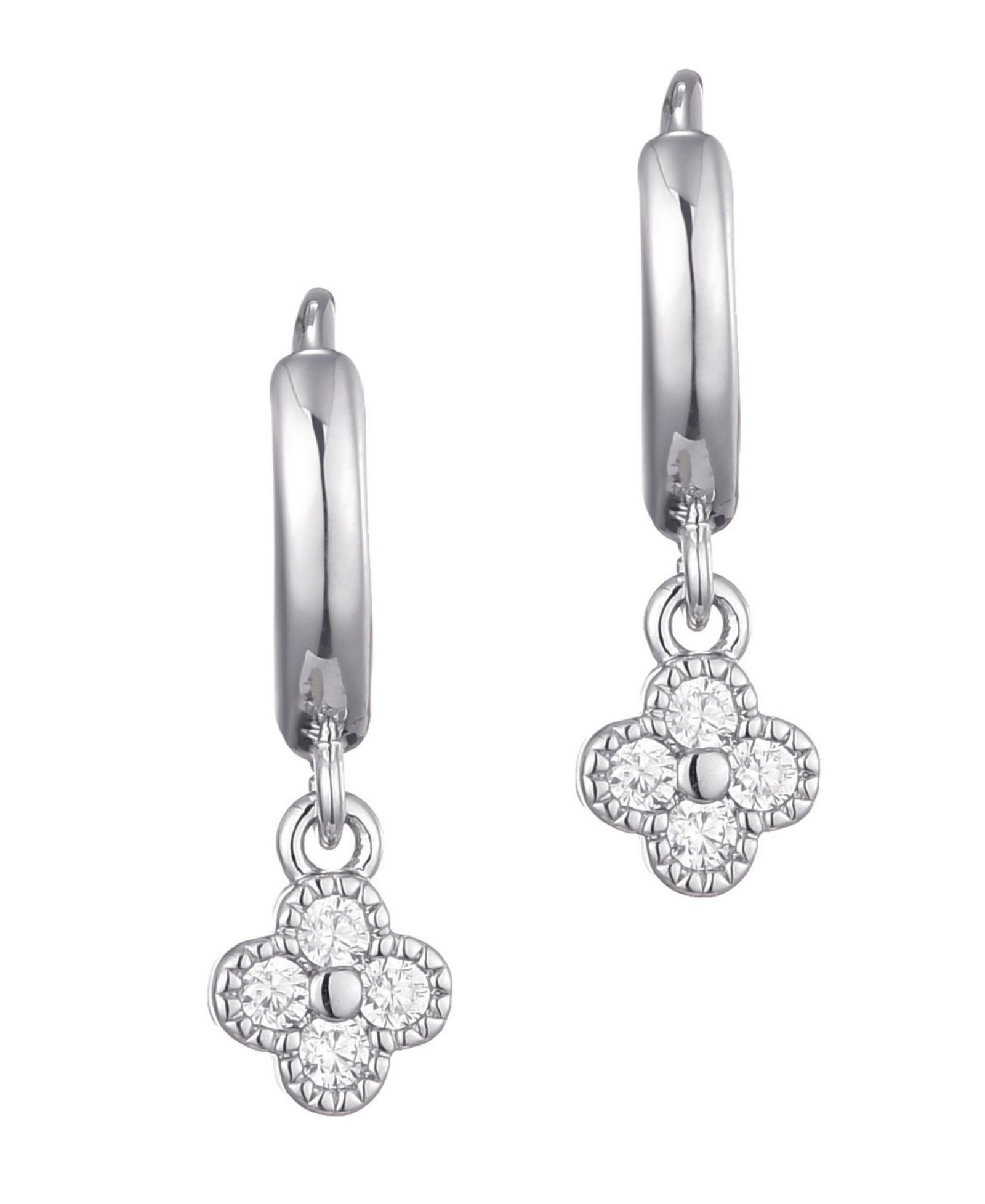 ADORNIA Cubic Zirconia Extra Mini Clover Dangle Huggie Earrings