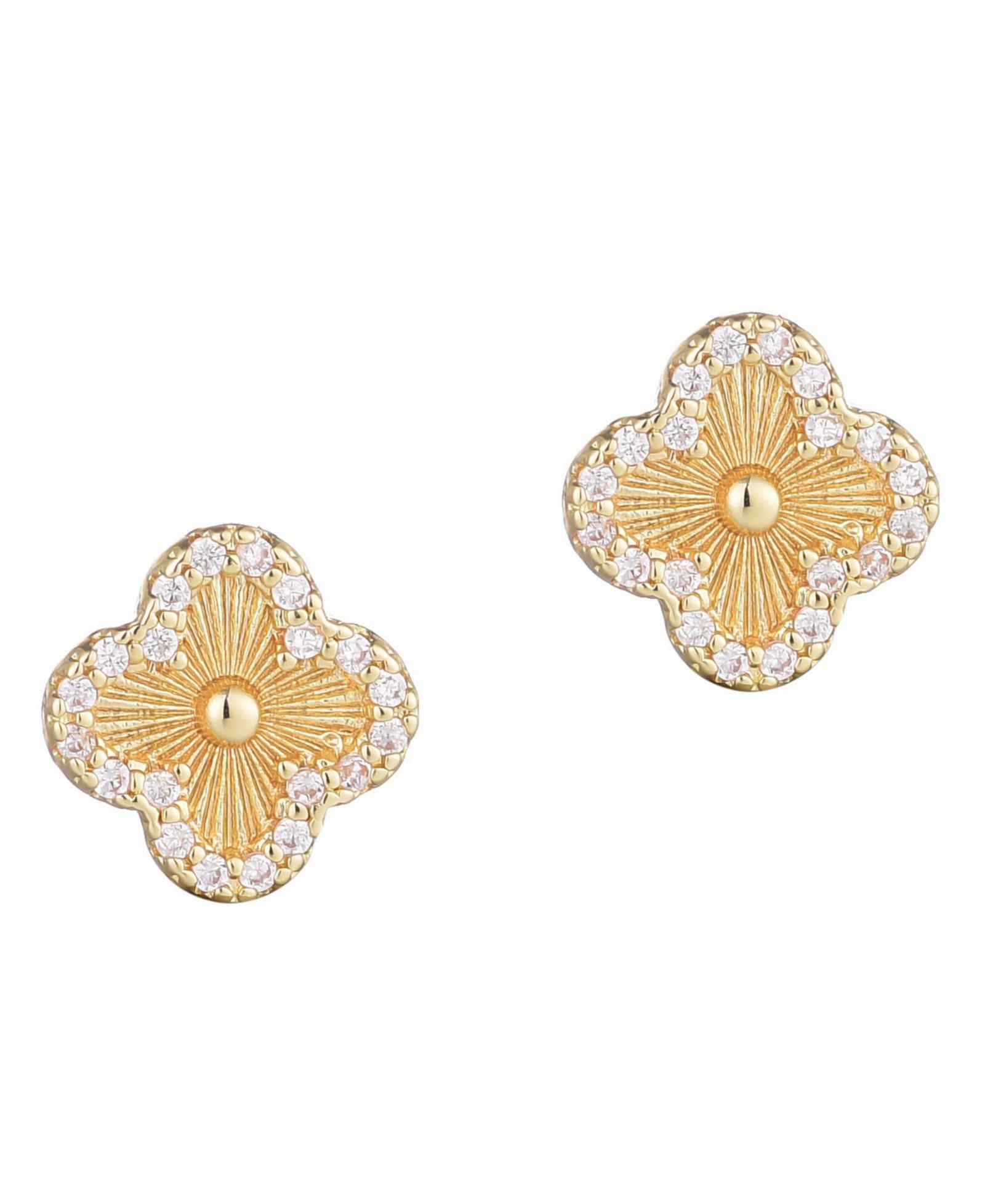 ADORNIA Button Clover Cubic Zirconia Halo Stud Earrings
