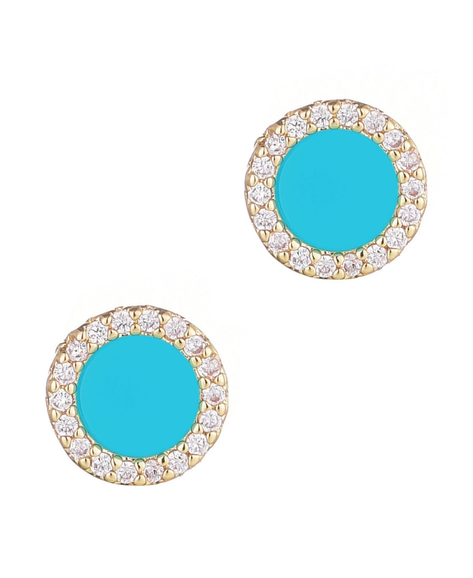 ADORNIA Gold Turquoise Circle Halo Stud Earrings