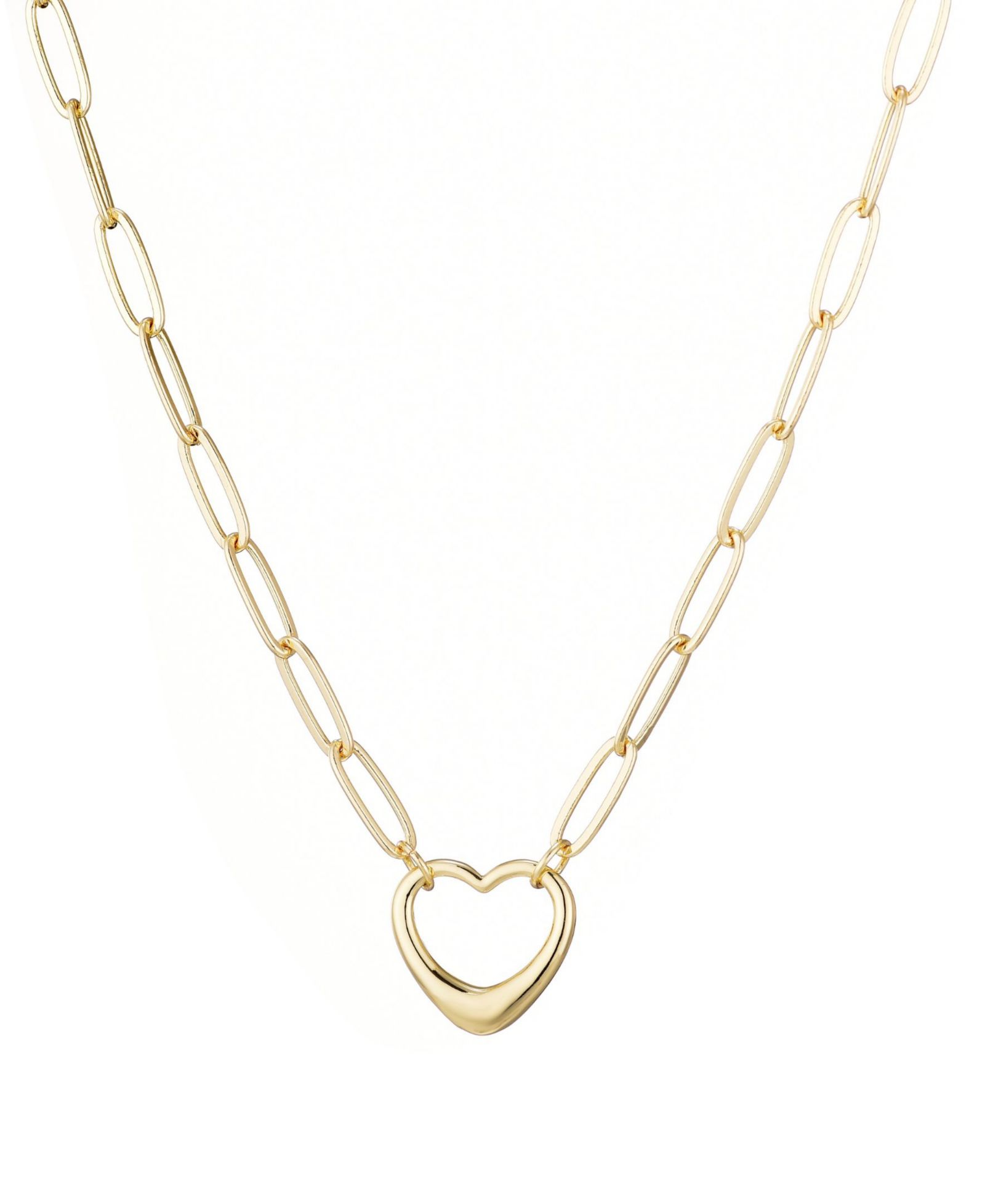 Подвеска ADORNIA Gold Paperclip Chain Outline Heart из золота