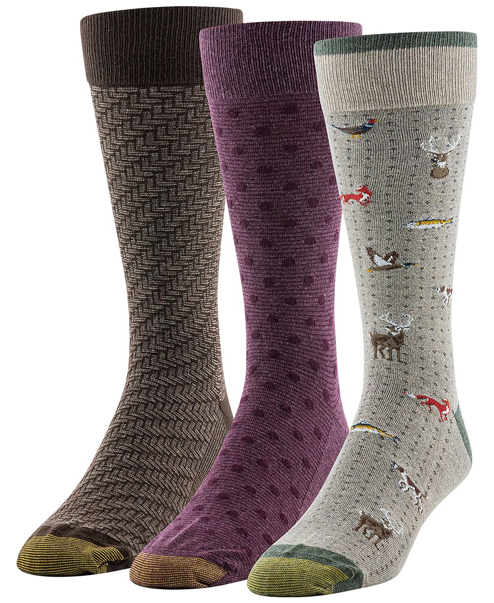 Gold Toe Men's 3-Pack Outdoorsman Reinforced Toe Crew Socks