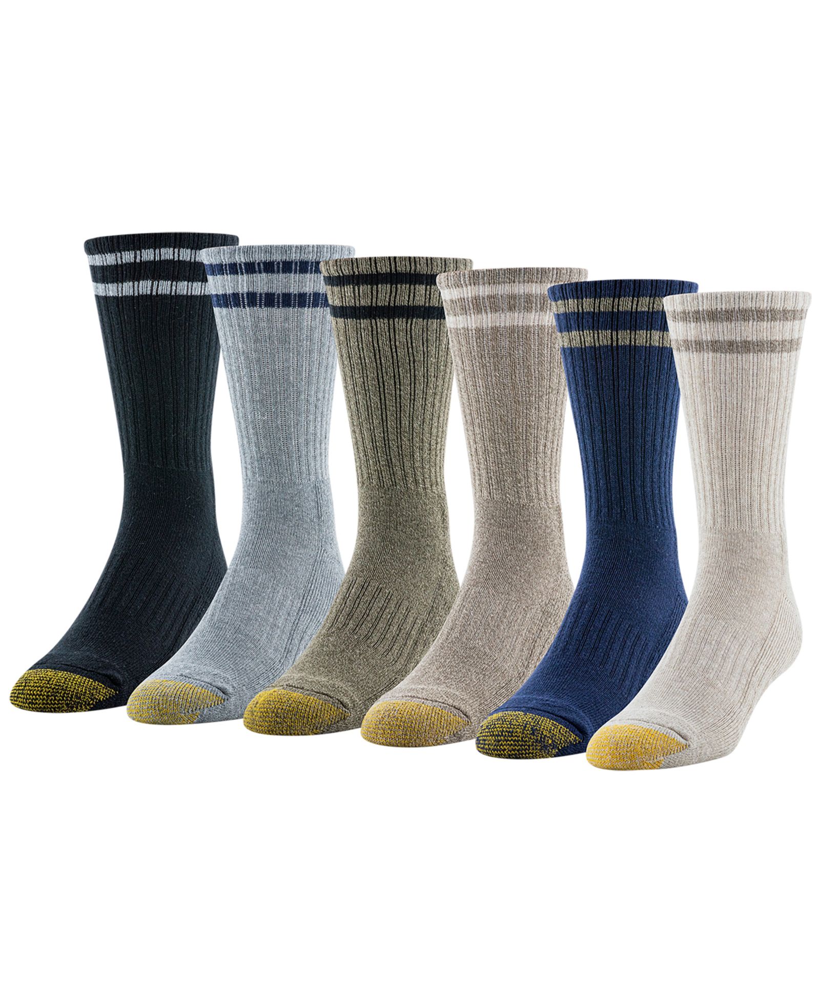 Gold Toe Men's 6-Pack Kensington Reinforced Toe Short Crew Socks
