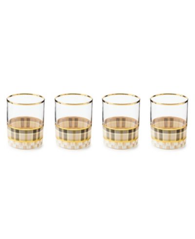 Стаканы MacKenzie-Childs Tartan Mocha, набор из 4 шт