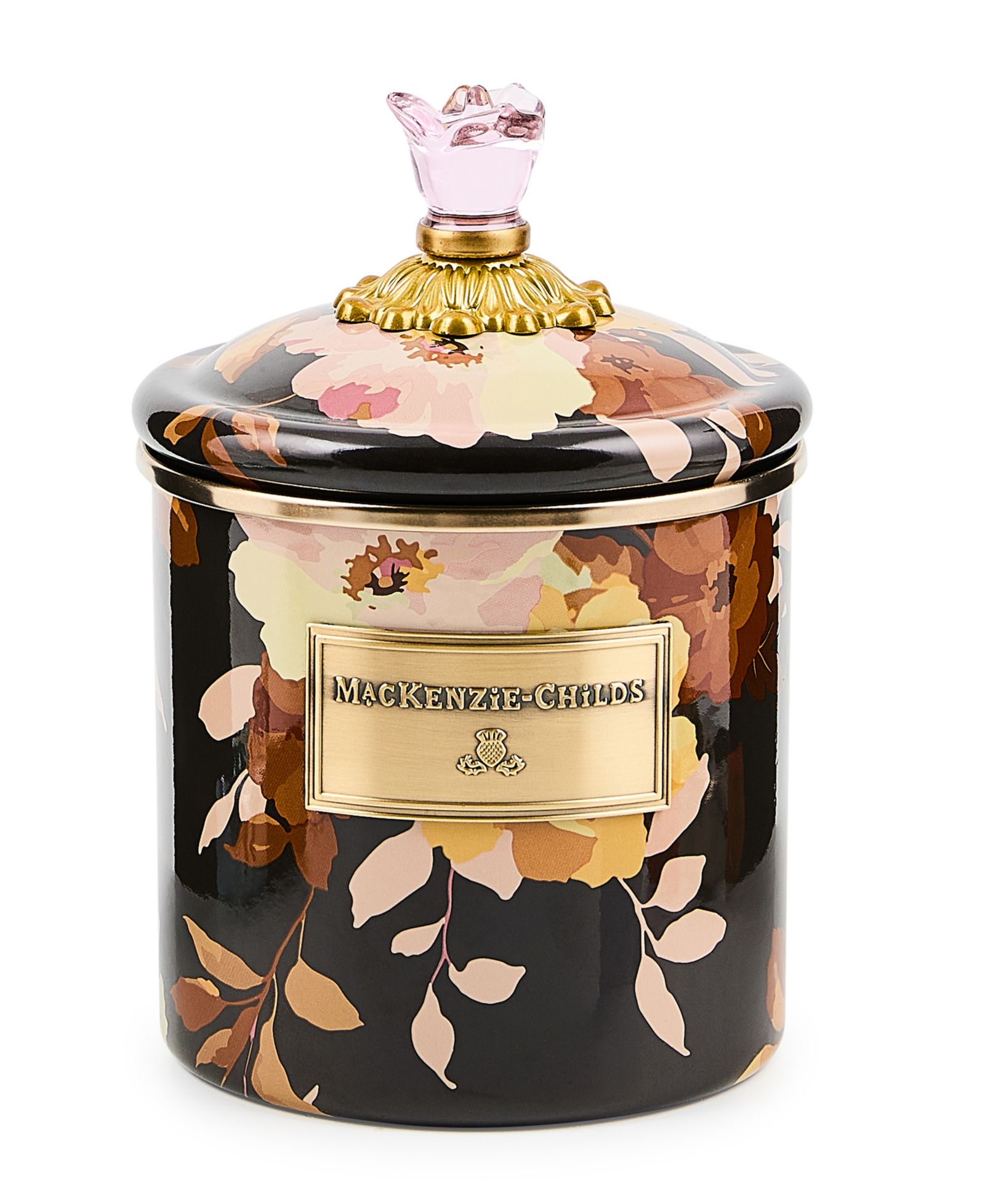 MacKenzie-Childs Wild Rose Brown Small Canister