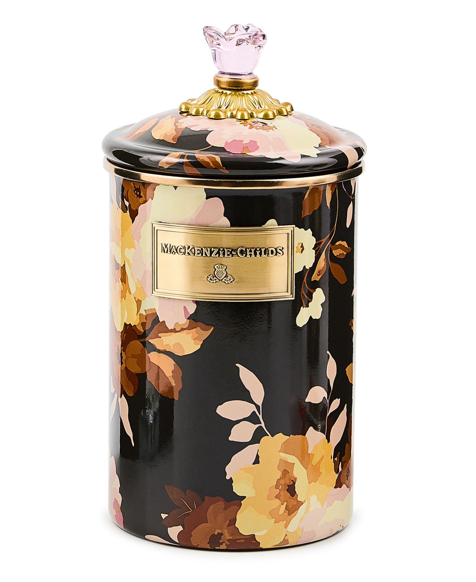 MacKenzie-Childs Wild Rose Brown Large Canister