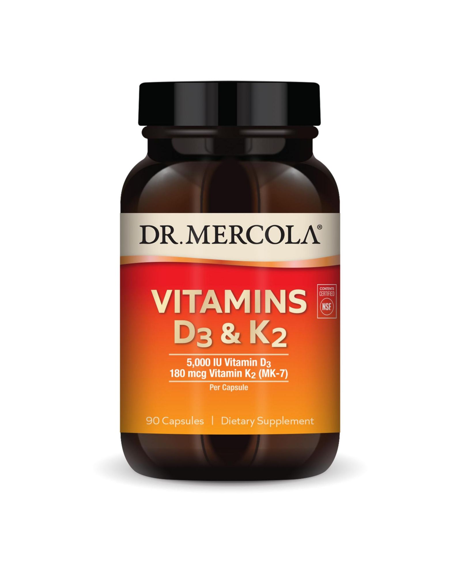 Витамины Dr. Mercola D3 & K2, 90 порций, для поддержки иммунитета
