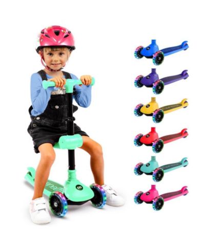 Serenelife 3-Wheel Foldable Kids Scooter with LED Wheel Lights, Ages 2+