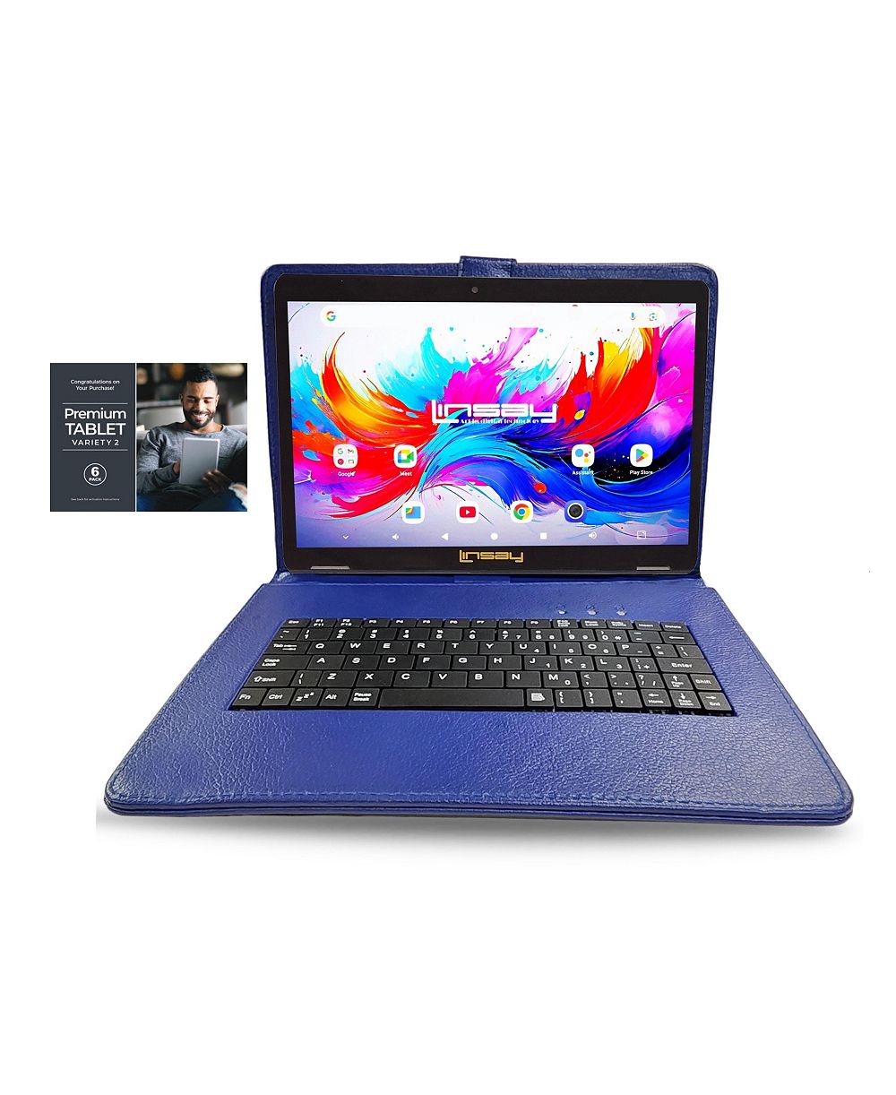 Планшет LINSAY 10.1" с клавиатурой Blue Style, 8 ядер, 256 ГБ, Android 15, премиум-класс