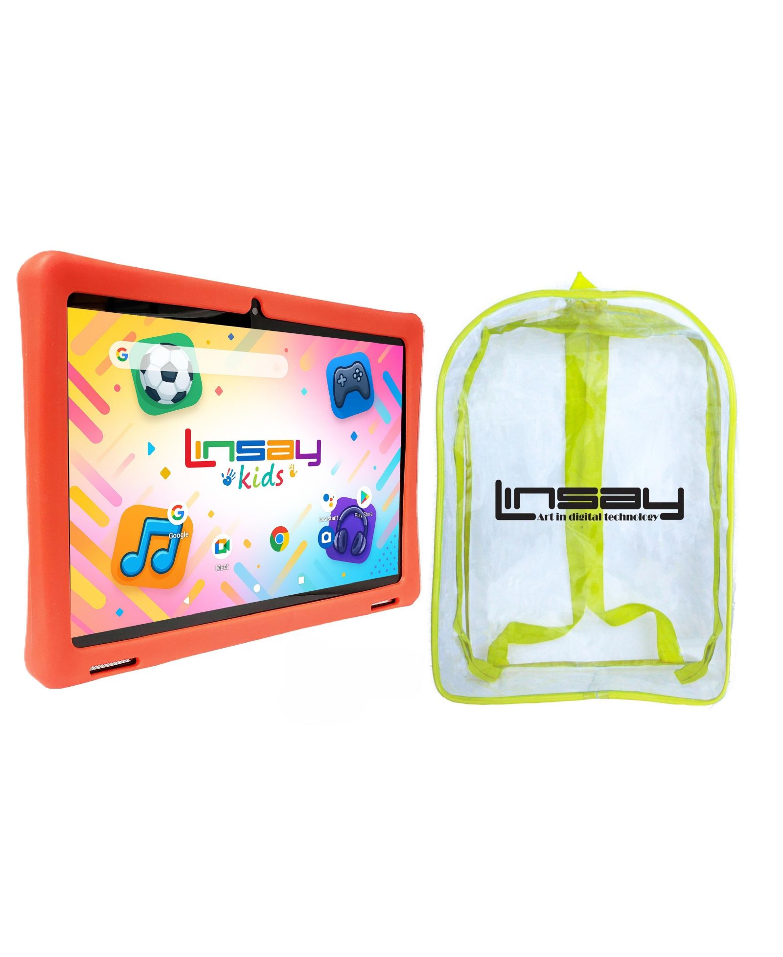 Linsay Android 15 256GB Octa-Core Tablet with Case and Backpack, 3-Piece Set