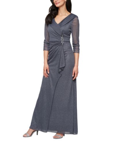 Alex Evenings Petite Portrait Collar Embellished Mesh Dress