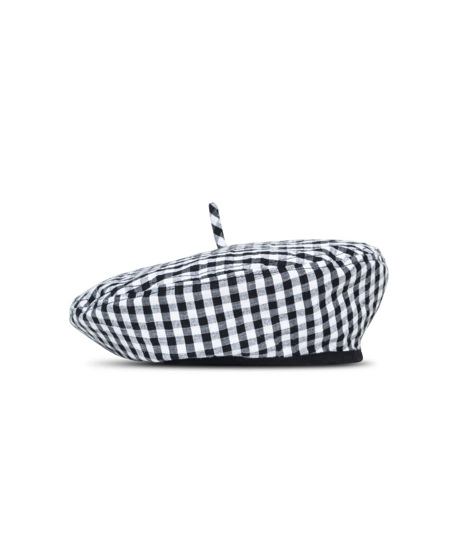 SIMONE Gingham Beret Hat In Black
