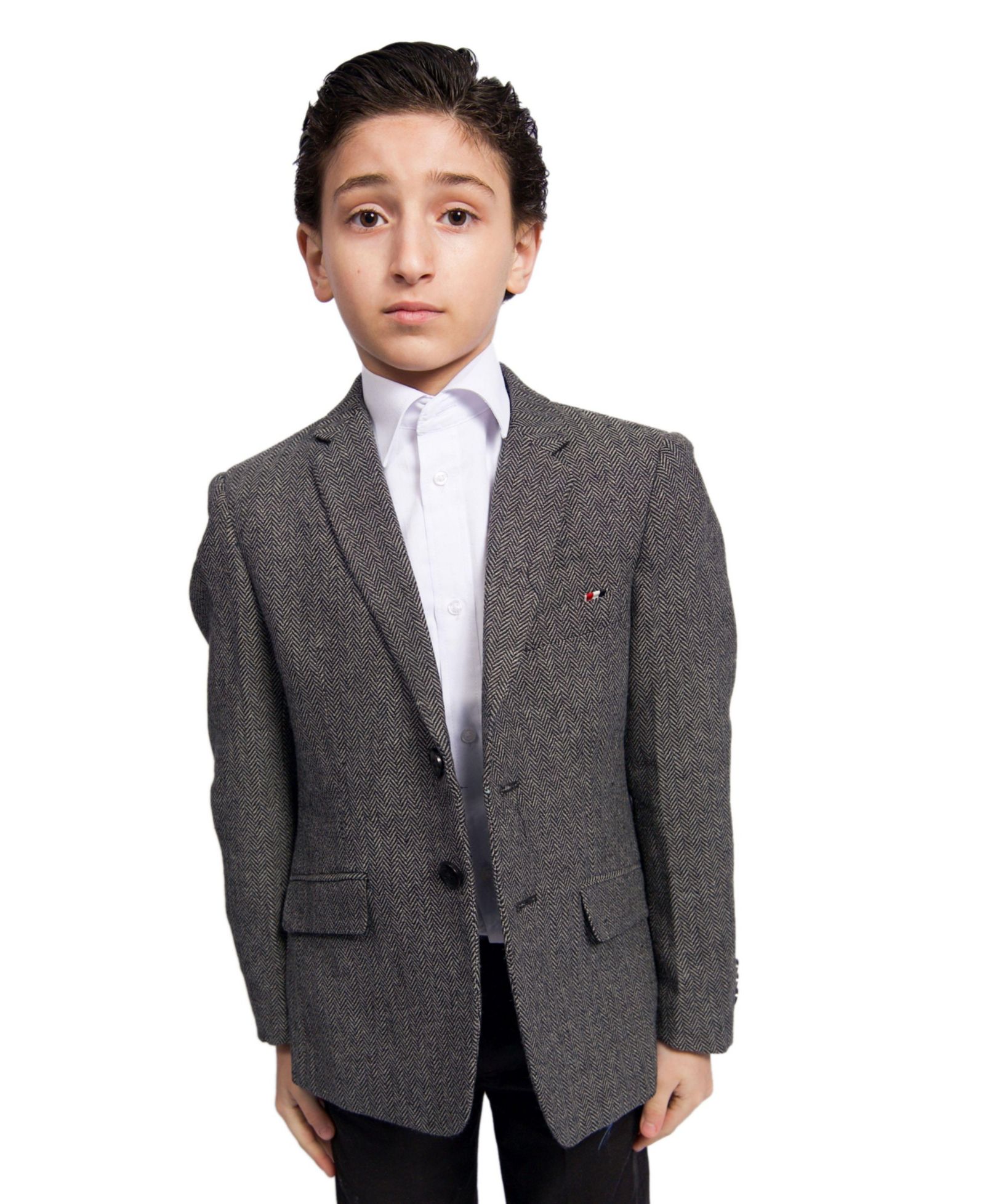 Elie Balleh Toddler Black Herringbone Stylish Sports Coat Jacket